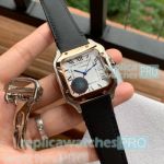 High Quality Clone Cartier Panthre de White Dial Black Leather Strap 38 Watch